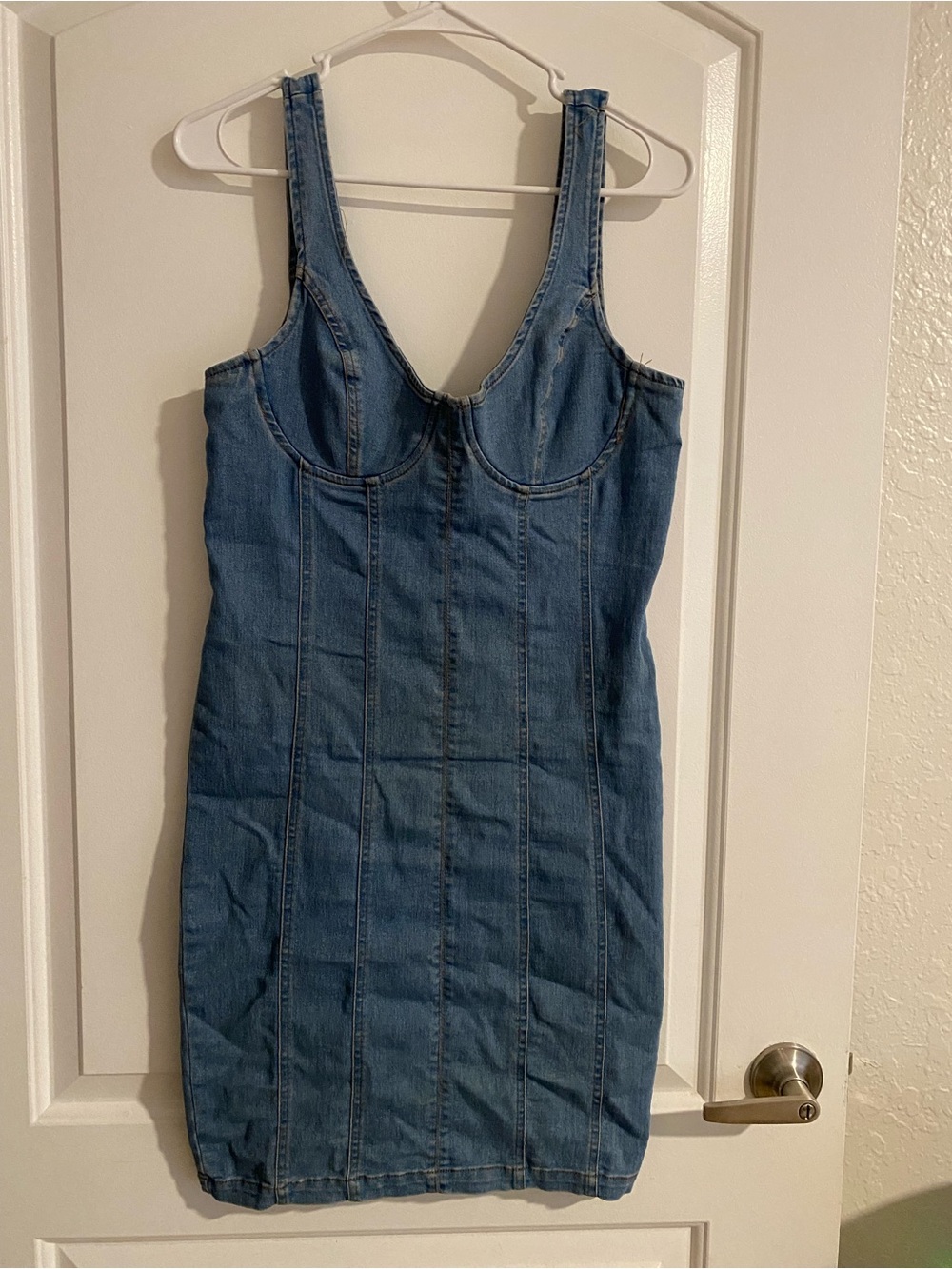 Stretch Denim Mini Dress in Blue
